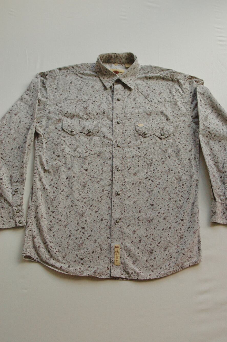 Larry Mahan Pearl Snap Shirt Paisley Western Sawtooth Large  Coastal Cowboy